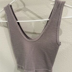 Women's Ribbed Knit Tank Top - Gray